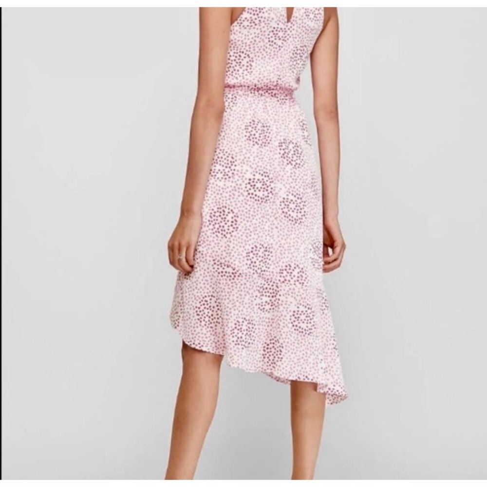 Express Pink & White Asymmetrical High Neck Halter Dress